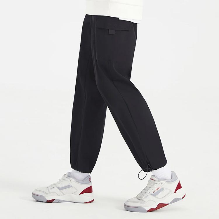 Li Ning Badfive Solid Color Loose Straight Leg Sports Pants Women Pants Black AYKS052-3