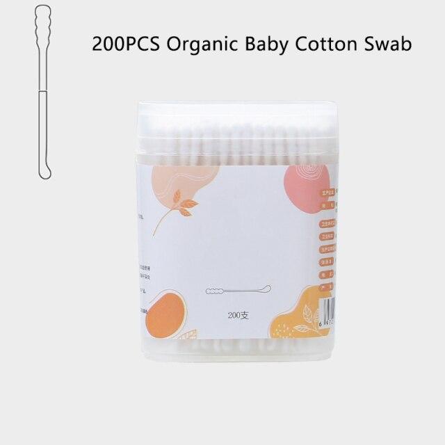 

200 шт. органические детские ватные палочки бумажные палочки ватные палочки для чистки ушей и носа ребенка ультра безопасные гипоаллергенные биоразлагаемые