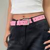 Punk Y2K Wide Belt Love Heart PU Leather Waistbands Adjustable Rhinestone Waist Belt  Spice Girl