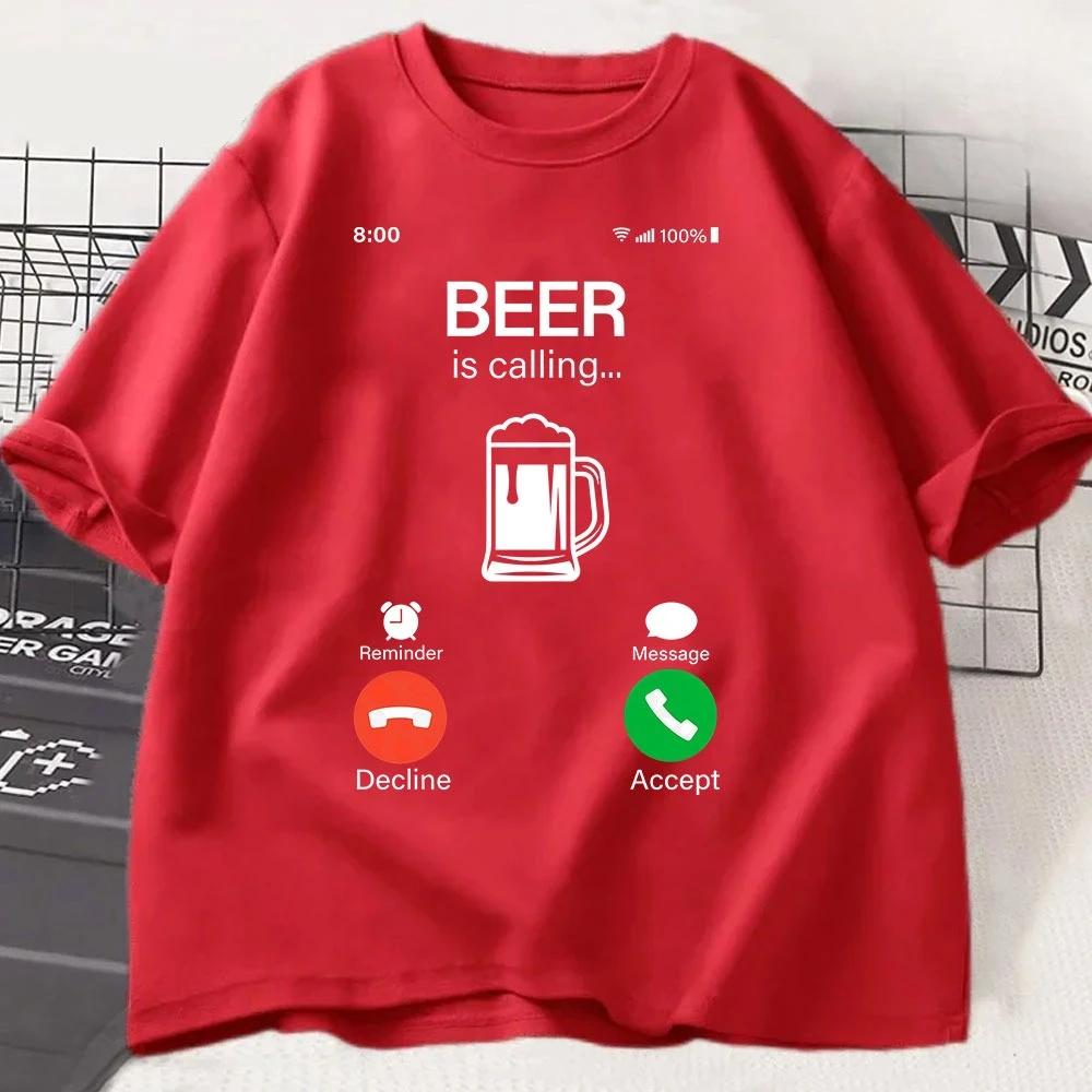 La cerveza está llaUnisexdo y devo ir al teléfono camiseta divertida Meme camiseta de moda para hombres y mujeres camisetas infor