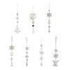 Christmas Tree Crystal Decoration Iridescent Clear Acrylic Snowflake Hanging Ornaments with Drop Pendants for Xmas Tree Winter Party Decoration