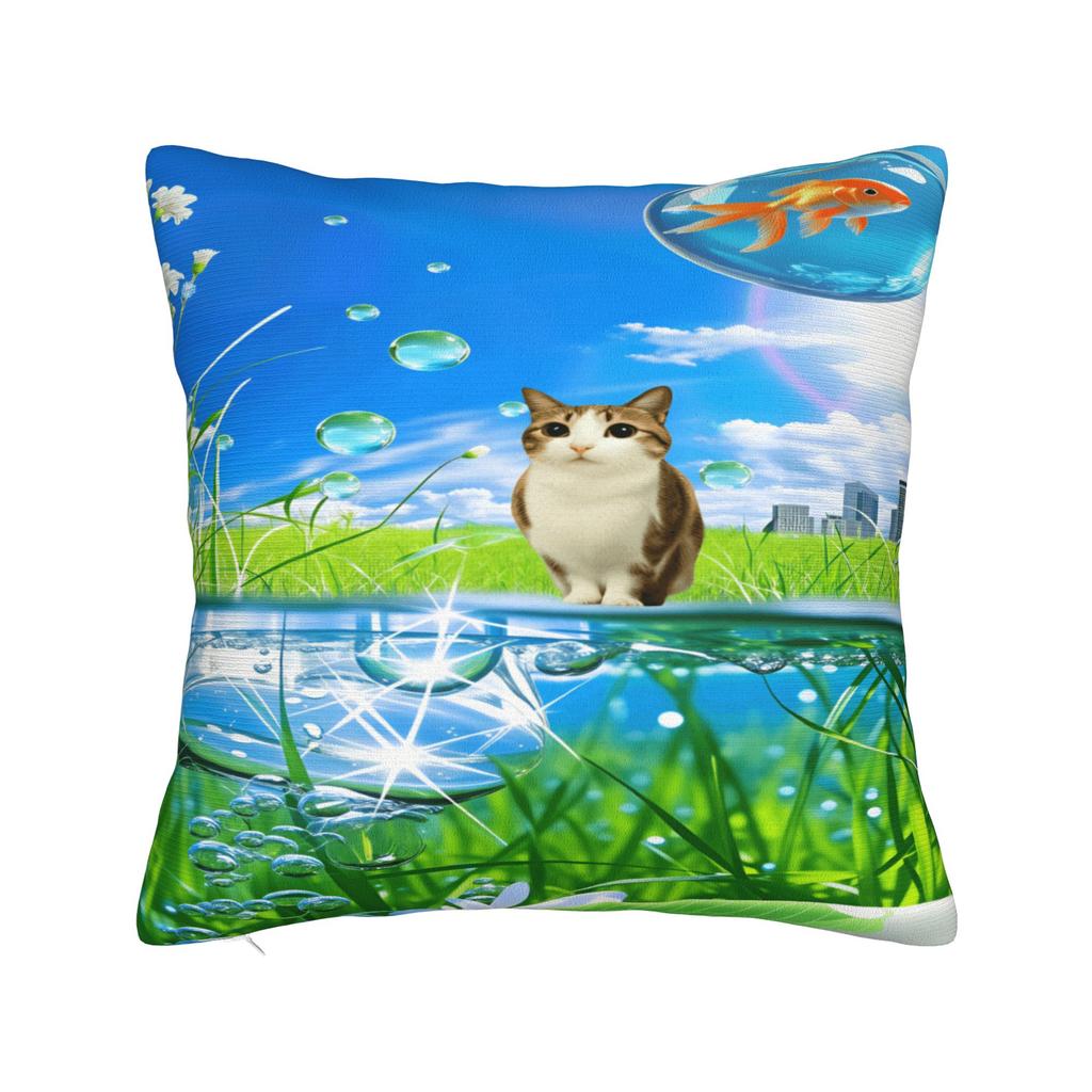 Poszewka na poduszkę Frutiger Aero Wzór Kota Poszewka na poduszkę na Krzesło Sofę Dekoracja Domu Nowoczesne Poszewki na poduszki