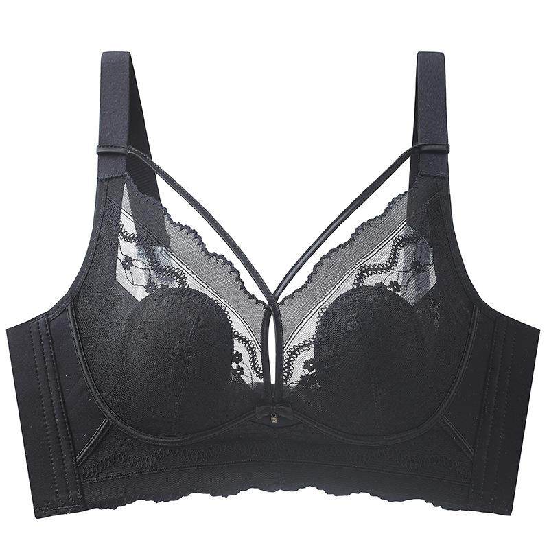 

Breathable Rabbit Ear Bra Ultra-thin Bra for Women Without Steel Rings Gathered Bra Gathered Accessory Bra Anti Sagging Bra 34/75B чорний