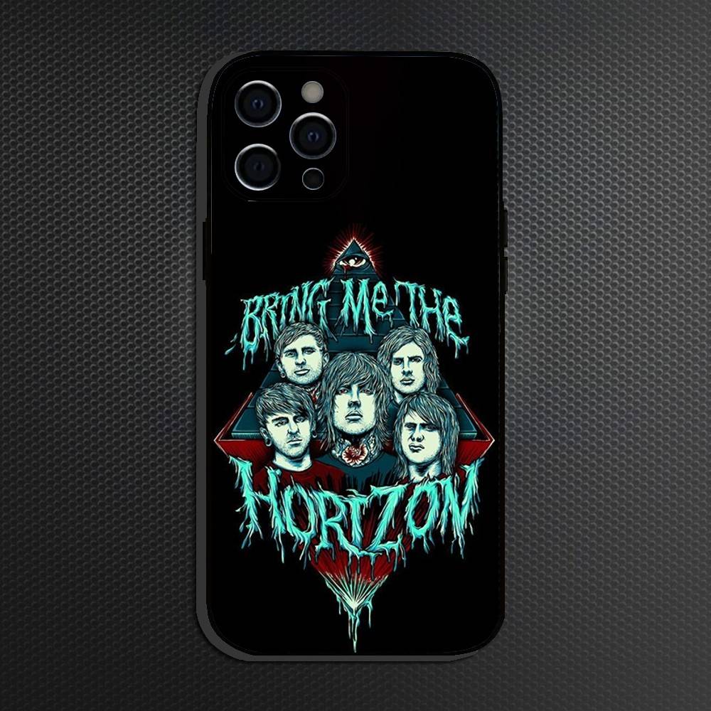 Bring Me The H-Horizons BMTH Phone Case For iPhone 16,15,14,13,12,11 Plus,Pro Max, Soft Silicone Black Cover