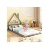 Łóżko dziecięce - MUVOE - 90x200cm - Sosna masywna - Kształt domku - Szary