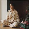 New Autumn All-Cotton Flannel Women's Pajamas - Christmas Bunny Print, Casual Loose Fit, Soft Homewear