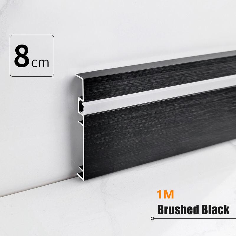 H80mm LED Skirting Line 0.5m 1m Brushed LED Aluminium Profile Floor Baseboard Bar Strip Light Metal Wall Skirting Linear Lamp