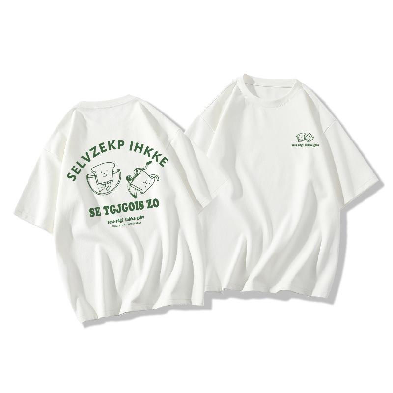 Teenager Summer Casual Short Sleeve O Neck Letter Printed Pullover Oversize Cotton T Shirt Top