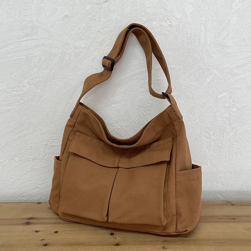 Canvas Zipper Crossbody Shoulder Bags Men's Bags Sale 2026 High Quality Causal Solid Sewing Thread Bolsa Transversal