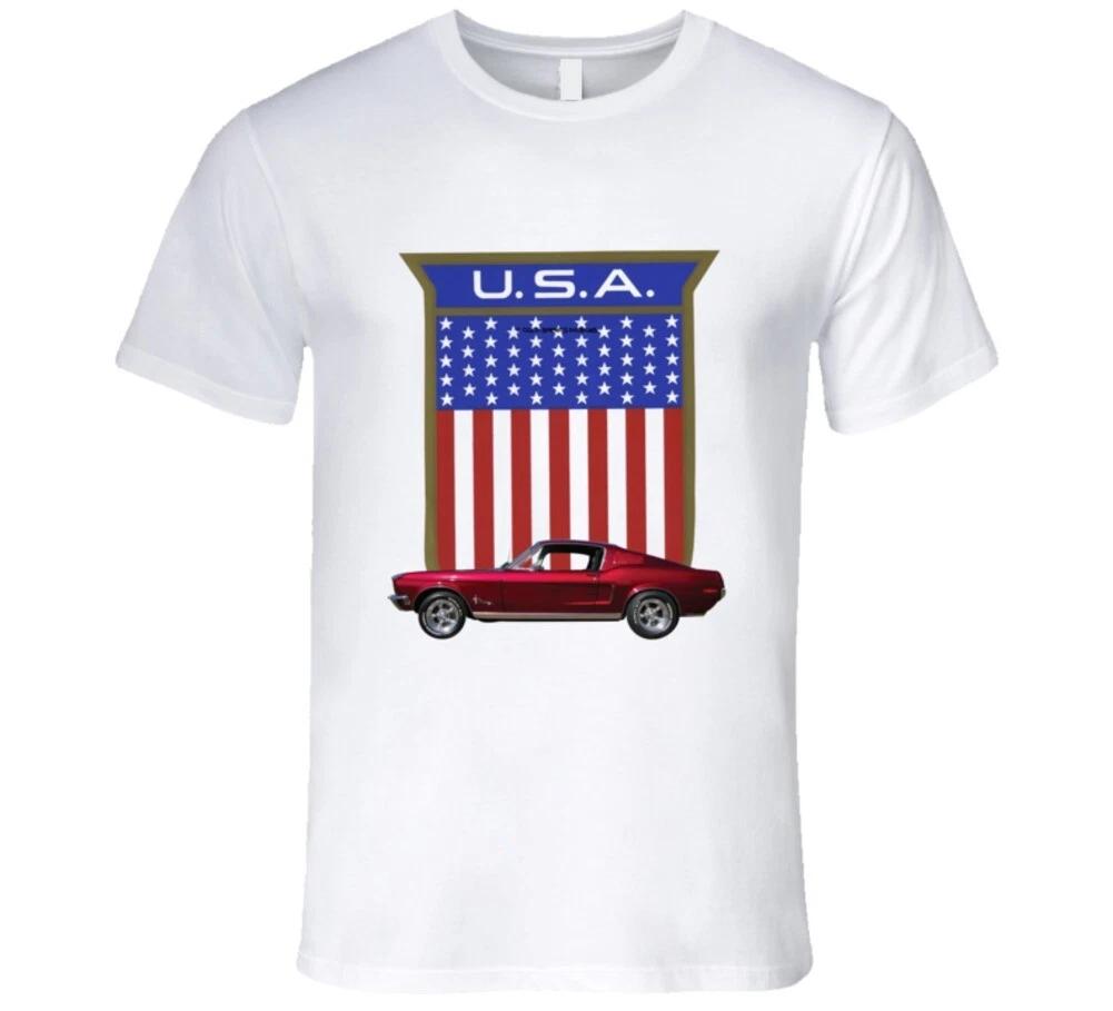 1968 Mustang Fastback American Muscle Flag Premium Gift T Shirt S