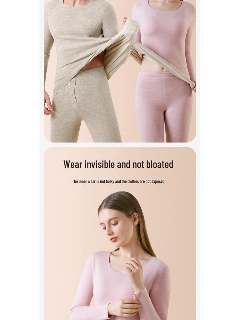 Herren- und Damen-Thermo-Unterwäsche-Set aus deutschem Kaschmir - Seiden-Unterhemd & Kälteabweisende Hose für Herbst/Winter