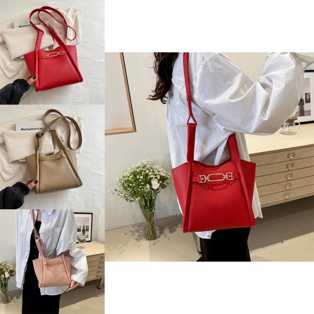 2024 New Popular Simple Bucket Bag Women Street Fashion Pu Shoulder Bag