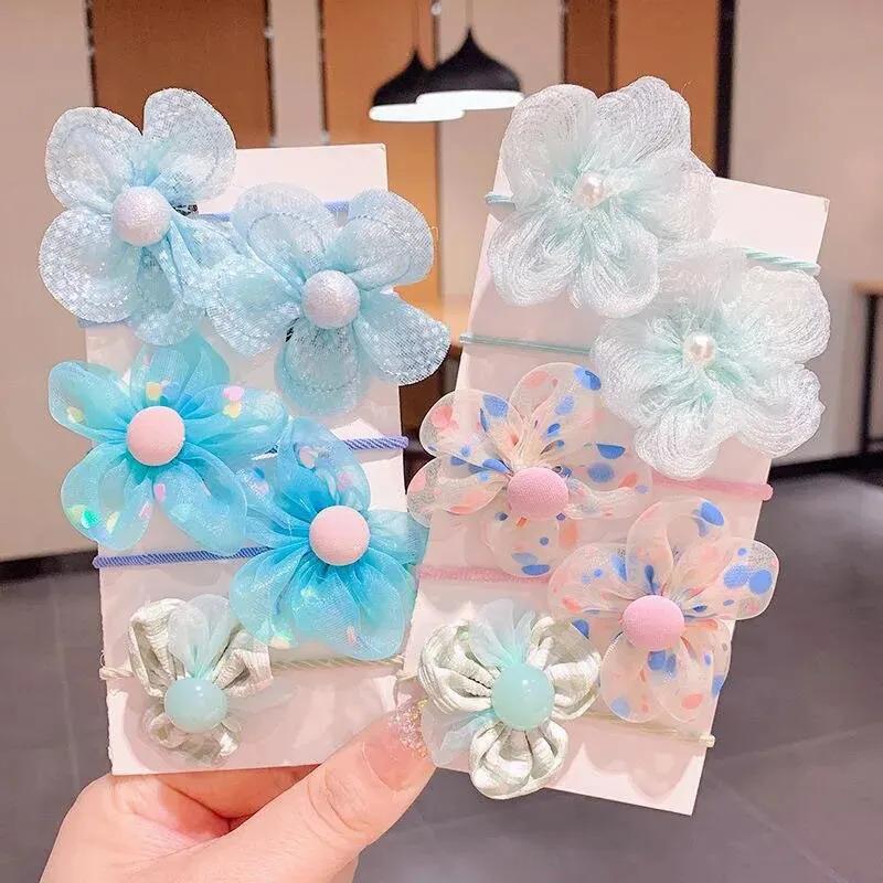 Cute Flower Baby Hair Bands Lace Elastic Girl Rubber Bands Hair Ropes Kids Hair Accessories