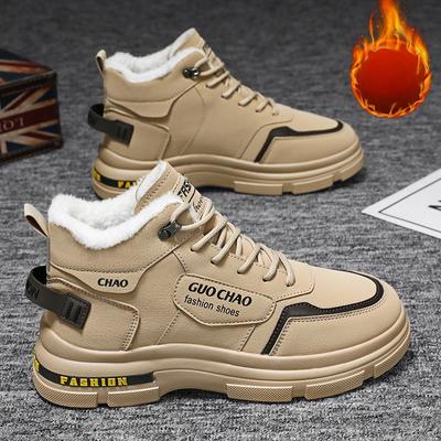 Neue Winterschuhe für Herren mit Plüsch-High-Top-Stiefeln, Herrenmode, vielseitige, dicke, warme Baumwollschuhe, Arbeitsschuhe, kurze Stiefel