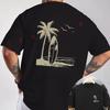 Beach Graphic Print Motorcycle T-Shirt Double-Sided Print Men's Short Sleeve Round Neck Casua