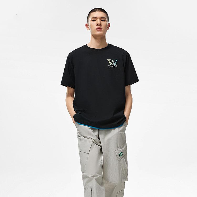 Li Ning Wade Series Letter Print Ice Feel Moisture Wicking Short Sleeve Drop Shoulder T-Shirt Unisex T-Shirt AHSTA25-1