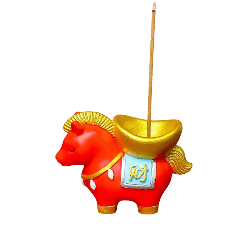 Creative Zodiac Pony Incense Burner Resin Pony Shape Incense Stick Holder Horse Year New Year Ornamental Cense Holder Gift