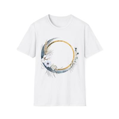 Boho Rundes Floral T-Shirt, Softstyle Tee für Damen und Herren, Blumenprint-Shirt,