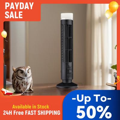 LED Turmventilator Mini Vertikaler Klimaanlage 2 Geschwindigkeiten Ohne Flügel Tragbarer Elektrischer Bodenventilator für Wohnzimmer Schlafzimmer
