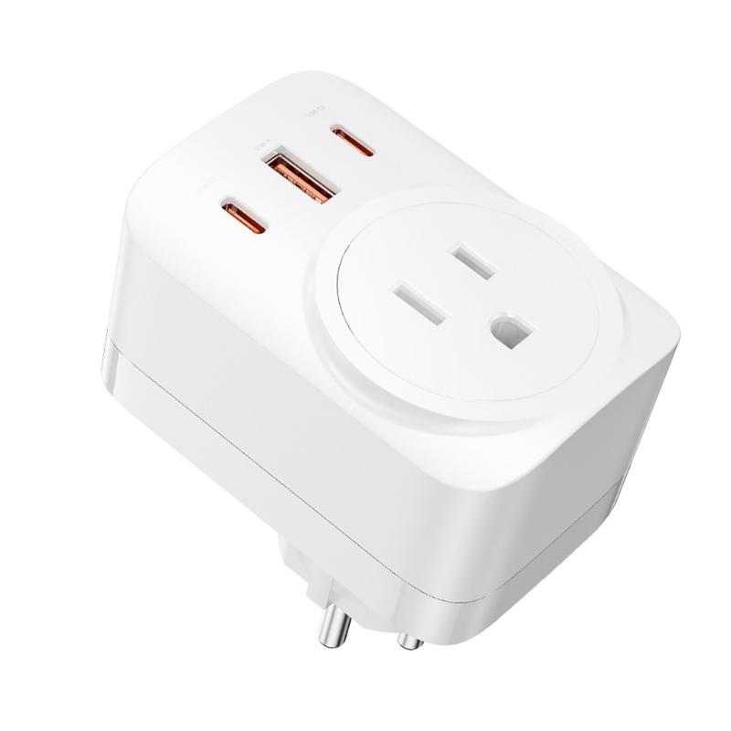 

Європейський до США Адаптер живлення Дорожні перетворювачі з USB C та двома портами USB A