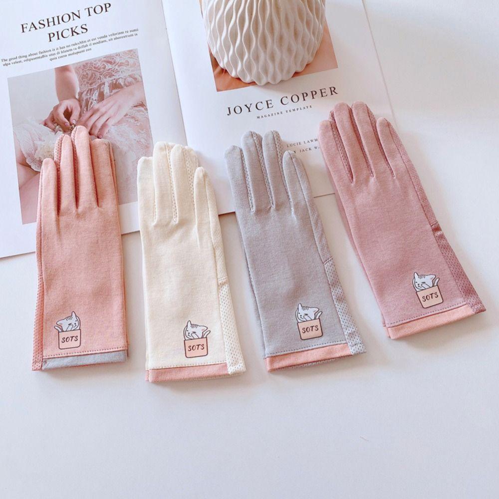 

Mesh Five Finger Driving Gloves Cat Cartoon Mittens Fashion Summer Sunscrean Gloves Sports