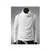 Men's Slim Fit Turtleneck Long Sleeve Shirt - Solid Color, Trendy Loose Pile Collar for Spring & Autumn