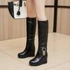Fashion botas femininas women fashion sweet black patent leahter wedge heel boots lady casual spring & autumn comfort white boots ea406