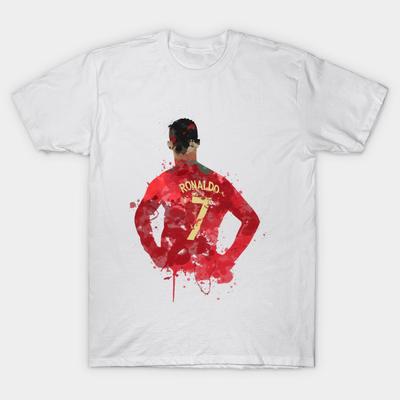 Men Black Print T-shirt Ronaldo - Portuguese Legend No-Cut Transfer Paper Print Cotton Tshirt