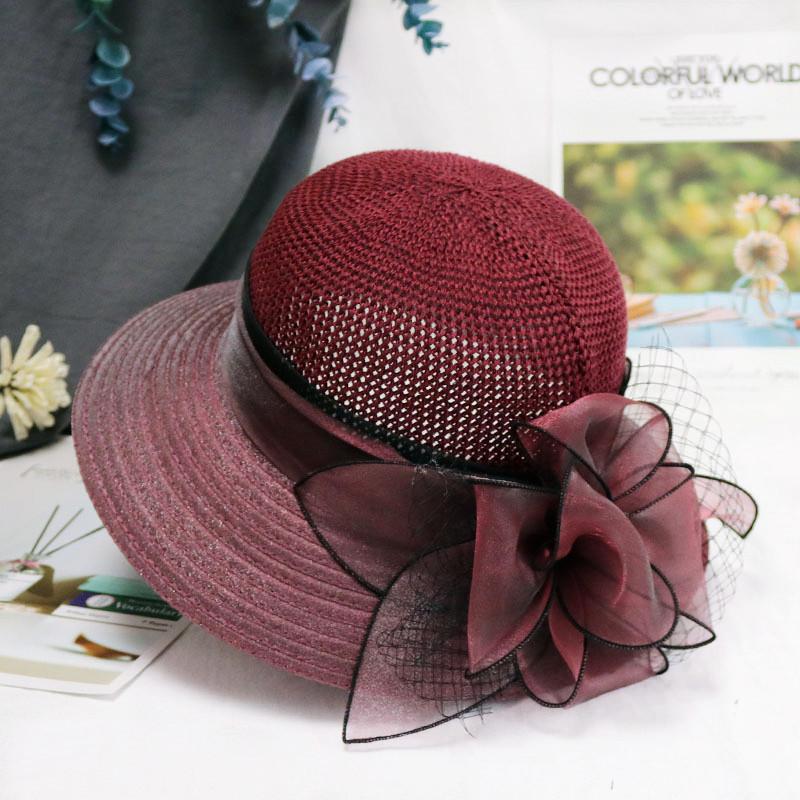 Summer Hats for Women Organza Flower Mesh Sunshade Hat Vacation Beach Hat Wide Brimmed Sun Hat Sun Protection Sombreros De Mujer