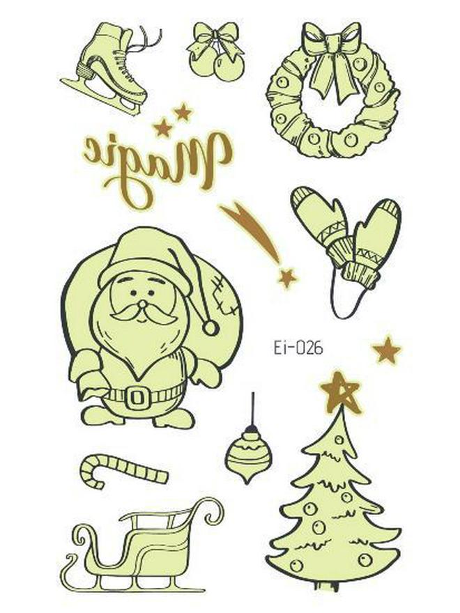 Ricalon Glow-in-the-Dark Waterproof Christmas Temporary Tattoos for Kids