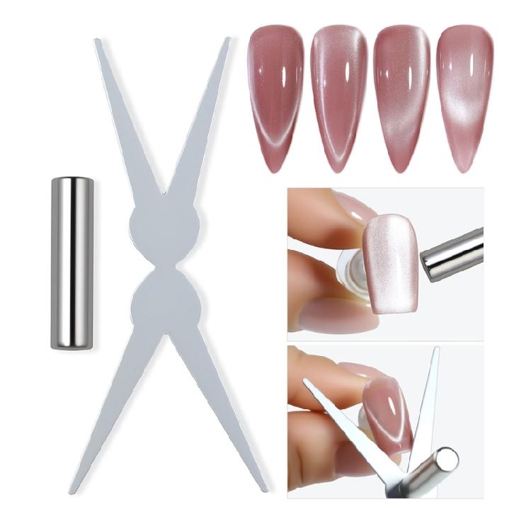 Pack of 2 Double Head Nail Art Magnets Scissor shape and Cylinder Magnets for Creative Nail Designs 1