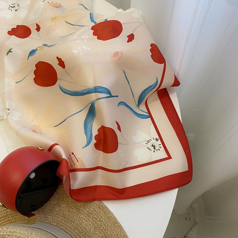 

Квадратный шарф «Красный тюльпан» высокой прозрачности | Декоративный платок на голову с потрясающим чувством цвета Элегантный шейный платок и шелковый шарф для женщин 70*70cm