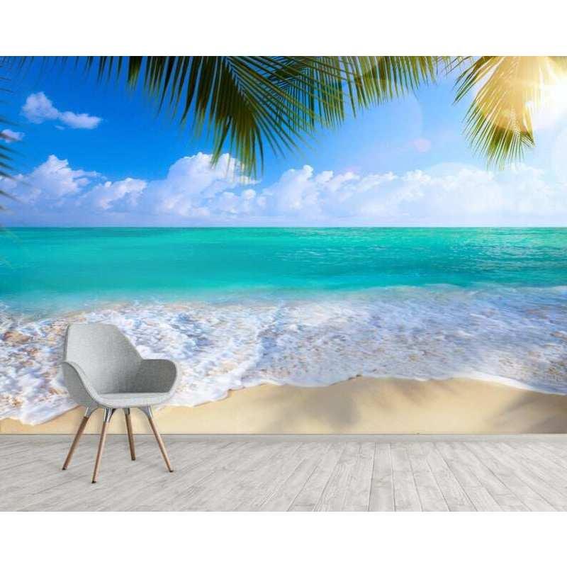 Beach Photo Wallpaper Mural For Living Room Bedroom Tropical Beach Ocean Wall Papers Home Decor Fresco Wall Papers