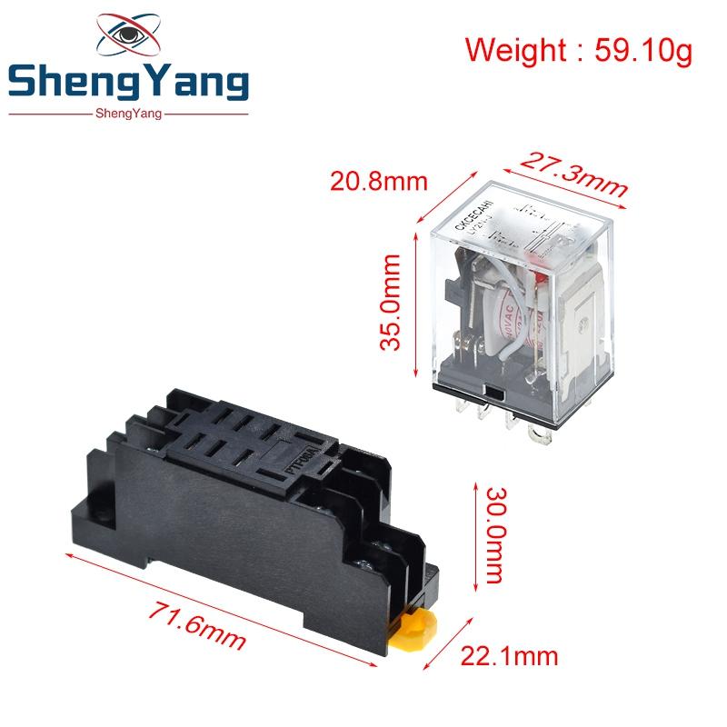 TZT 1/2PCS 12V 24V DC 110V 220V AC Coil Power Relay Module LY2NJ DPDT 8 Pin HH62P JQX-13F With Socket Base OK