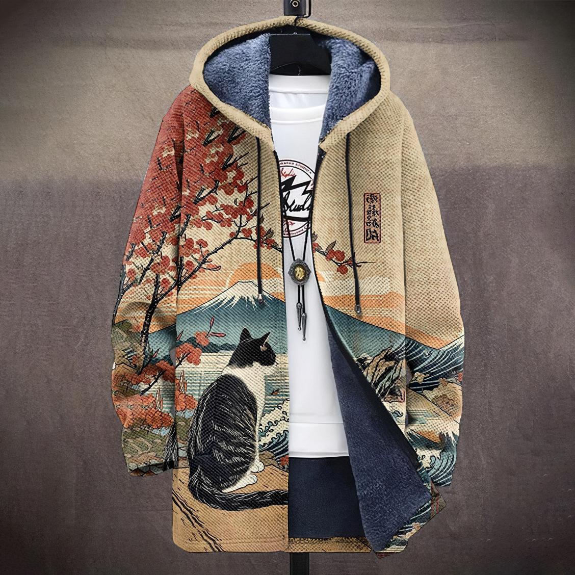 

Новая куртка многоцветные элементы узора B1 кардиган на молнии с капюшоном утолщенный зимний флис трендовая стеганая одежда XXXXL