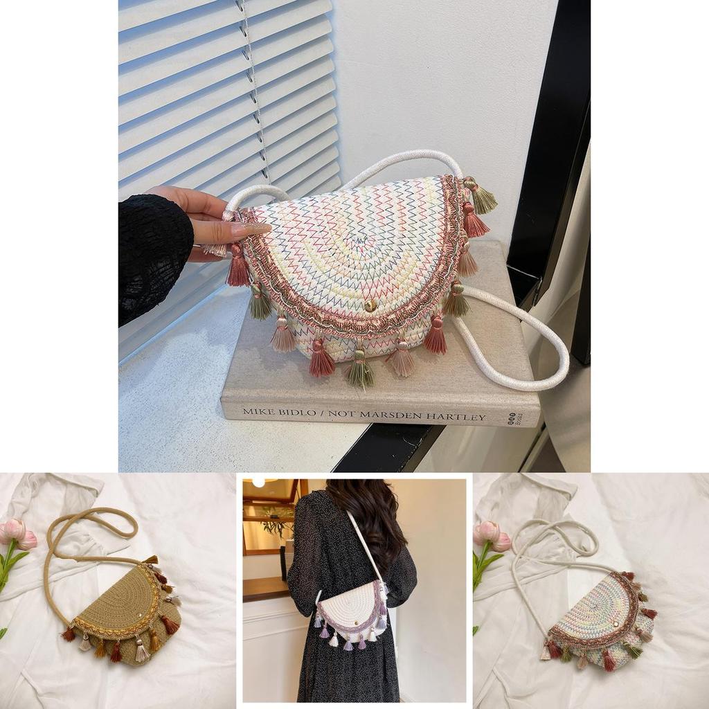 Boho Chic Woven Tassel Mini Shoulder Bag For Urban Fashion