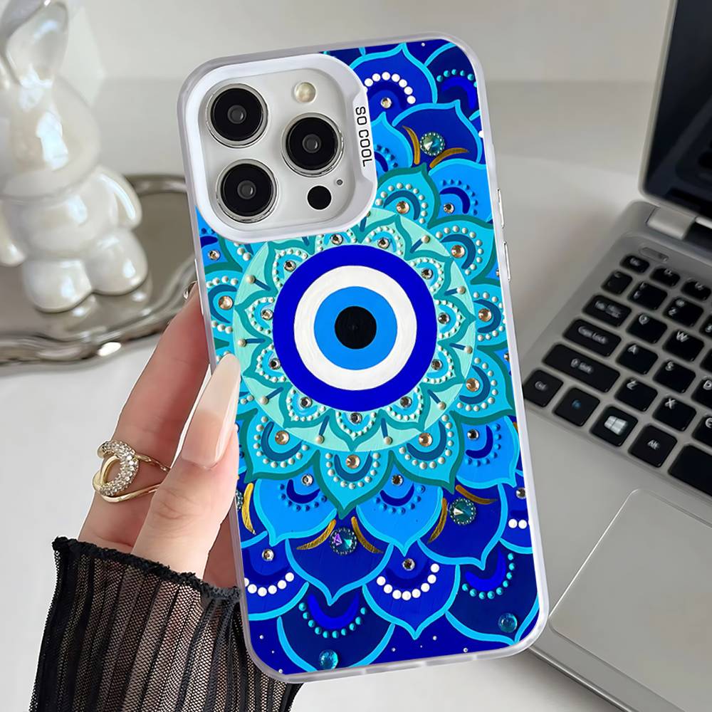 

Hamsa Hand Of Fatima Art Phone Case For iPhone 16,15,14,13,12,11,Pro,XS,Max,Plus,Mini,SE White Candy Matte Shockproof Cover iphone14plus