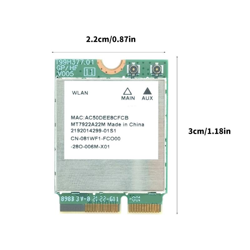 MT7922 WiFi 6E Card 6GHz/5GHz/2.4GHz  Triple Band Networking Adapter Bluetooth-Compatible 5.2 M.2 Interface