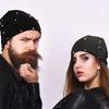 Fashionable autumn and winter pentagonal star rivet head cap, trendy headscarf cap, windproof cap, toe cap, knitted cap