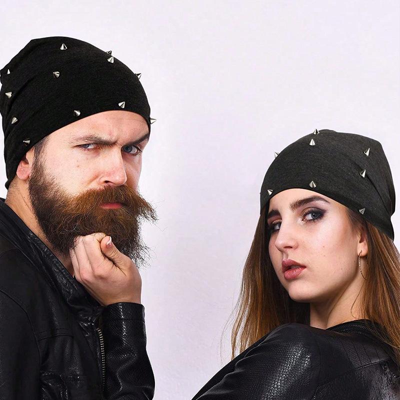 Fashionable autumn and winter pentagonal star rivet head cap, trendy headscarf cap, windproof cap, toe cap, knitted cap