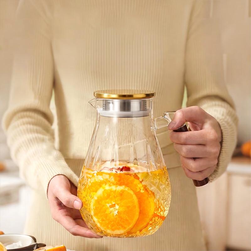 High Borosilicate Glass Cold Water Pitcher with Spout Filter