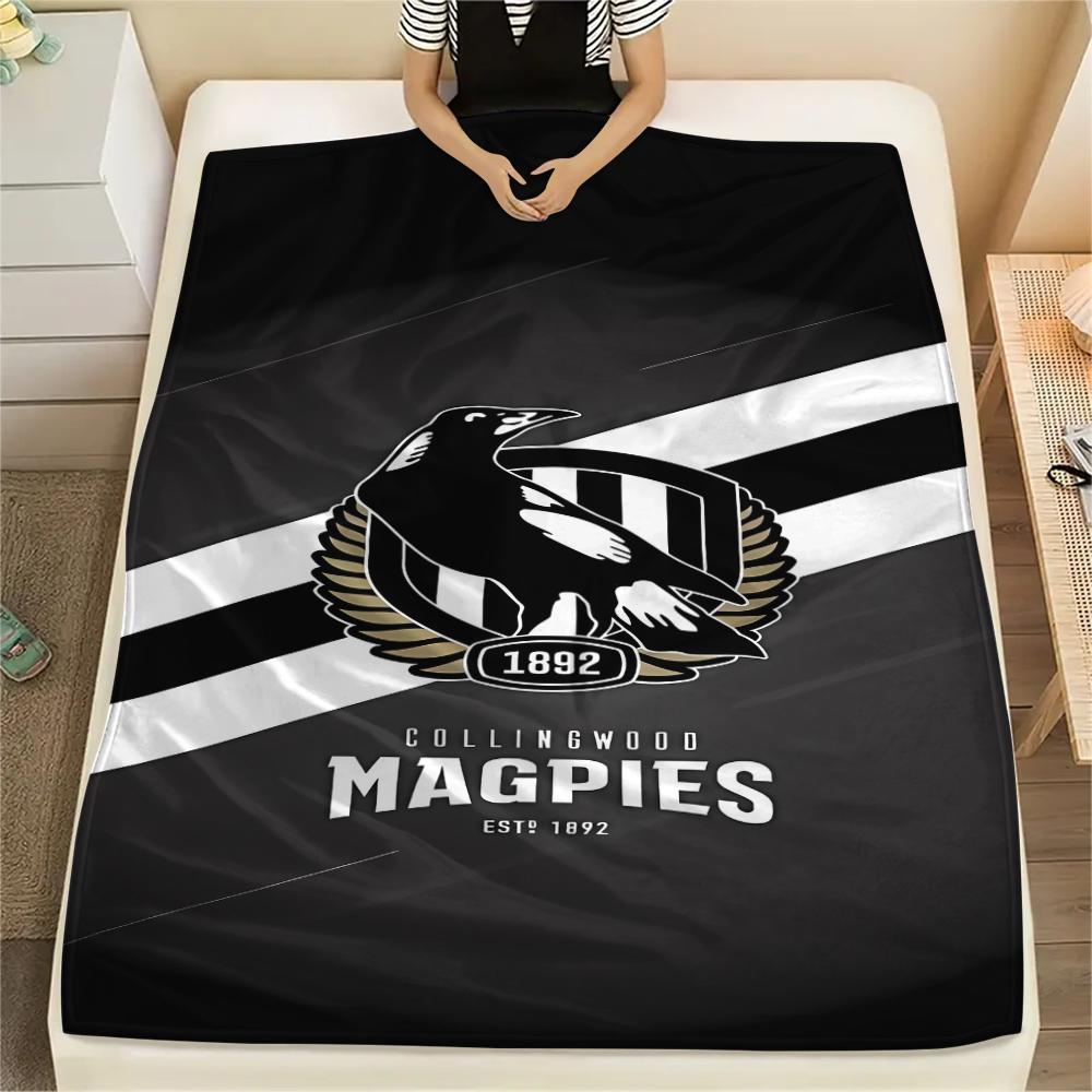 1PC Collingwood Football Club Print Flannel Blanket, High quality All Seasons, Home Decor, Warmth and Comfort, Perfect for Christmas Gifts