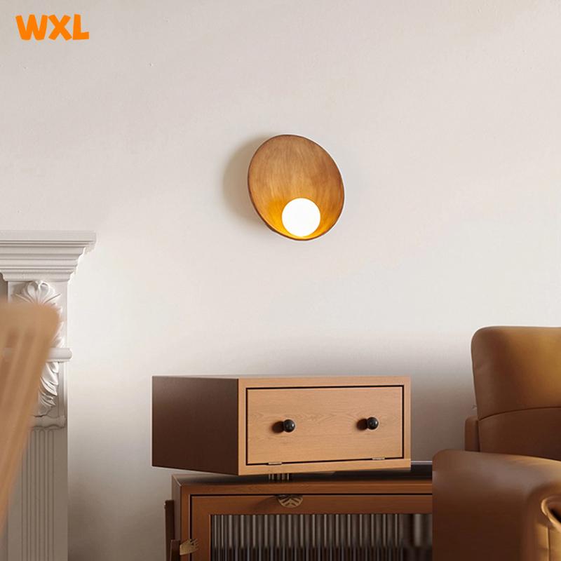 Chinese Style White Brown Shell Wall Lamp Japanese Creative LED Lighting Homestay Bedroom Corridor Resin Wall-mounted Sconces