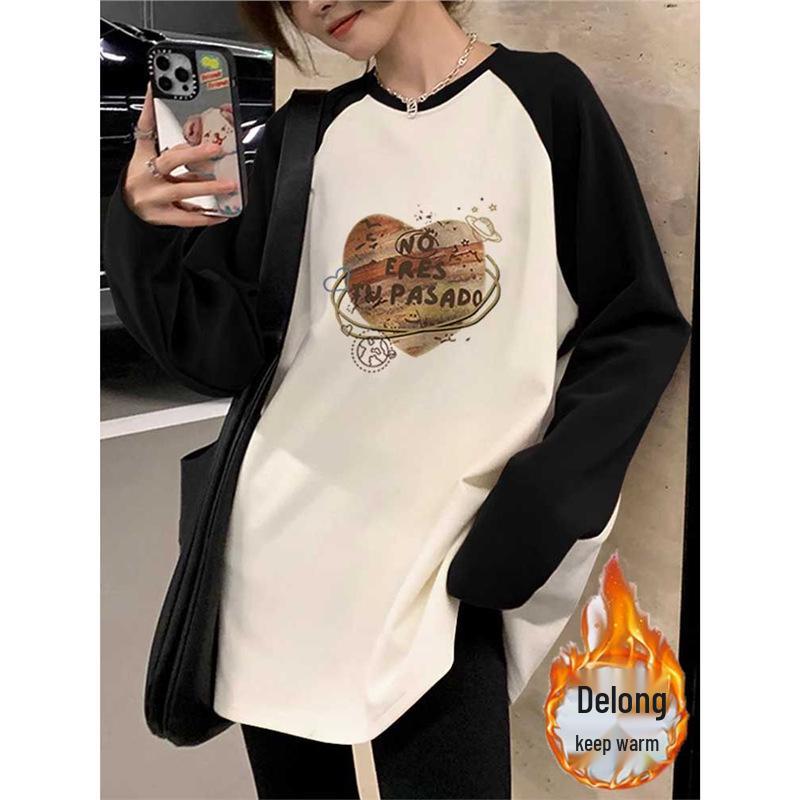 

Women s Fashion Color Block Mid-Length Long-Sleeve Base Shirt - Trendy and Versatile for Autumn/Winter M (80-105 lbs recommended)