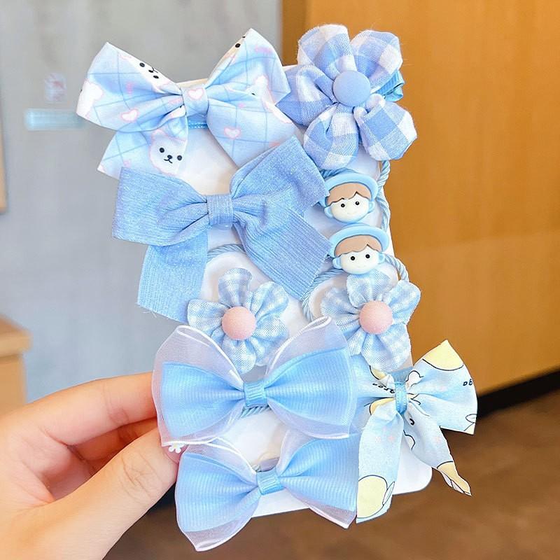 Uroczy Zestaw Gumek do Włosów z Kokardkami i Kwiatami Kawaii dla Dzieci Dziewczynek Elastyczne Gumki do Włosów Kokardy Akcesoria Gumka do Włosów Pierścień Sznurek Ozdoba do Włosów