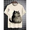 Mode Katze 3D Gedruckte T-Shirts Für Herren Sommer Lässig Rundhals Katzen Grafik Kurzarm T-Shirt Trend Streetwear Übergroßes T-Shirt