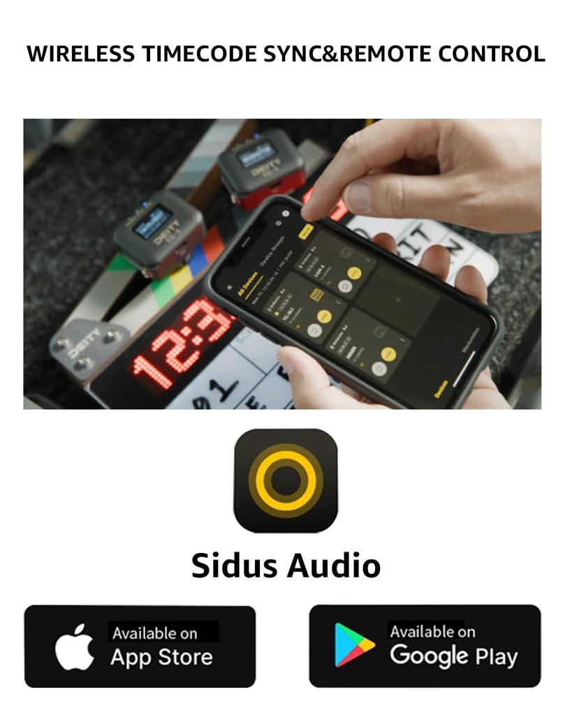 DEITY Stereo Pocket Recorder with Lavalier Microphone Supports 24 Bit Float Recording Live Monitoring Possible With Time Code Function App Control