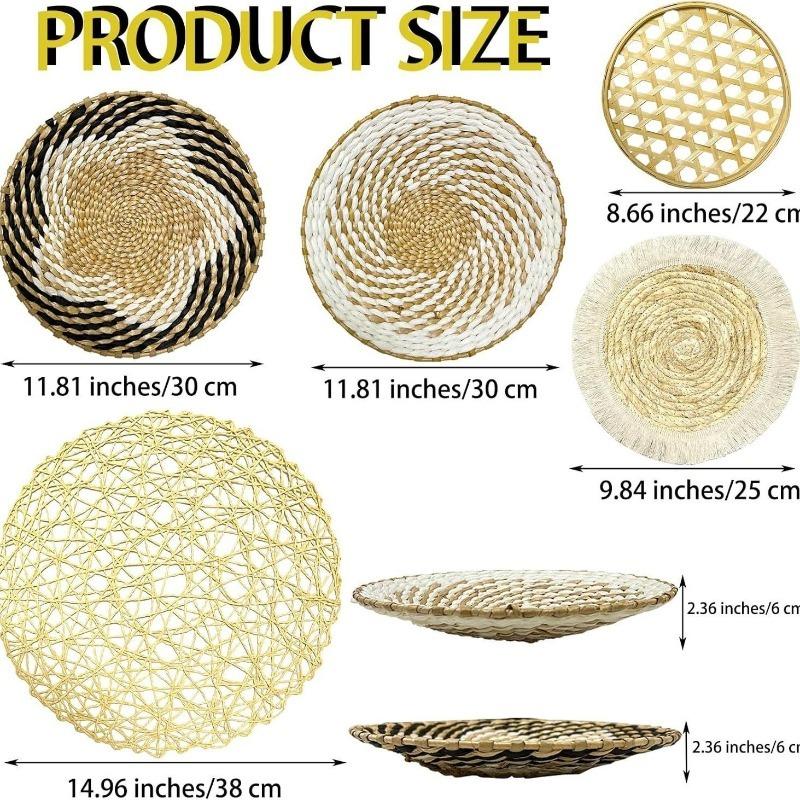 3/4/7pcs Bohemian Style Wall Basket Set Hanging Wall Basket Decoration Bohemian Style Wall Decoration Environmental Round Art