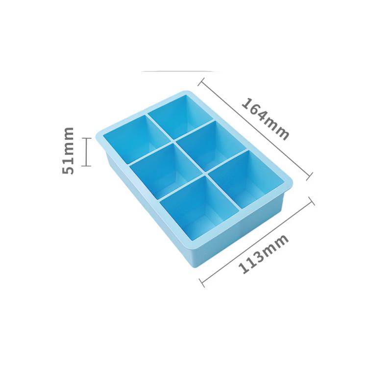 Direen 6-Grid Silicone Large Ice Cube Tray (2-Pack)