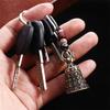 Pure Brass Bell Car Key Chain Pendant Engraved Chinese Buddhist Scripture Sutra Handmade Woven Rope Lanyard Hanging for Keychain